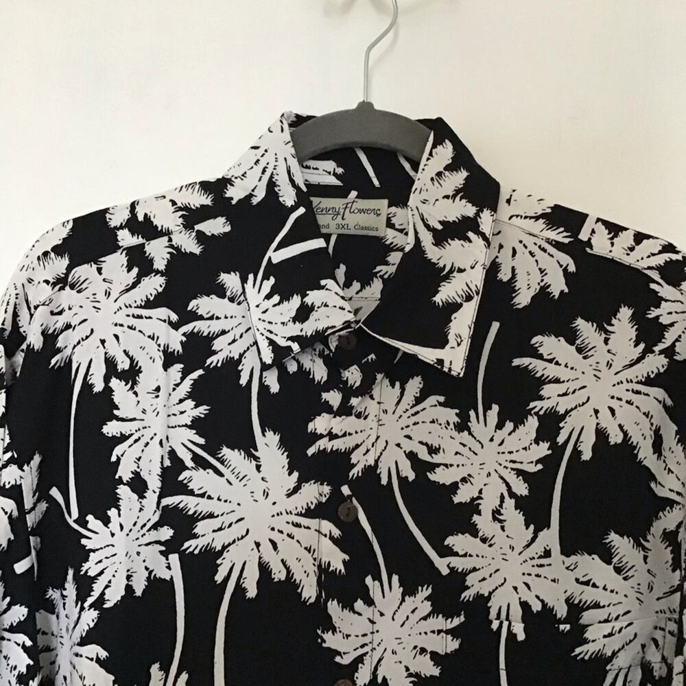 Kenny Flowers Island Classics tropical Black & White Palm tree  shirt. 3XL - Picture 3 of 7